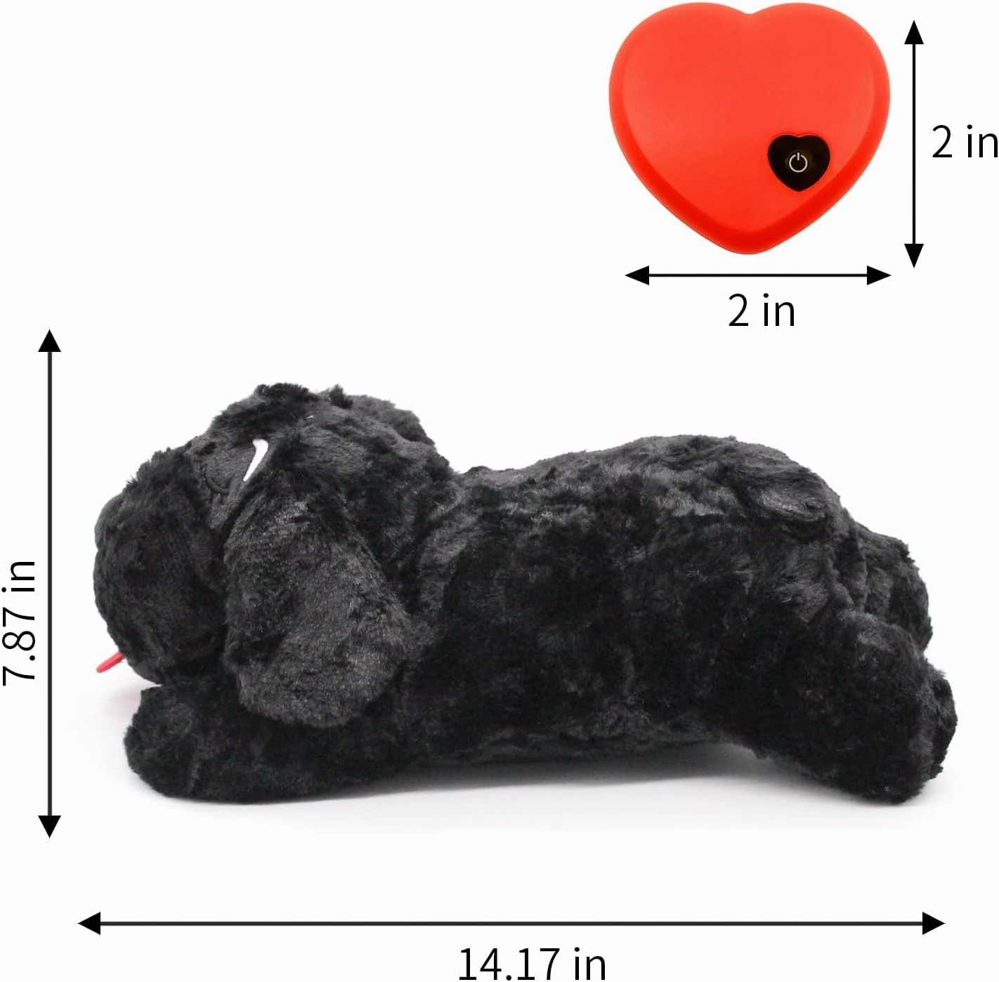 3T GROUP Heartbeat Puppy Toy for Dogs Heartbeat Toy for Puppies Sleep Aid,Puppy Essentials Stuffed Animal Toy Anxiety Relief,Calming Dog Toys Pillow Keep Busy (Black)
