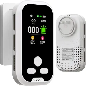4-in-1 Carbon Monoxide Detectors, Natural Gas Leak Detector & Carbon Monoxide Detectors Plug-in & Battery Backup, HD Digital Display for CO, Gas, Temp, Humidity - Home, RV, Apartment Safety