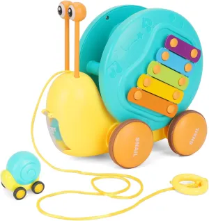 4-in-1 Snail Toys, Children's Rally Car,Educational Musical Toy Catapulting Little Snail, Gift for Babies Over 6 Months (Cyan)