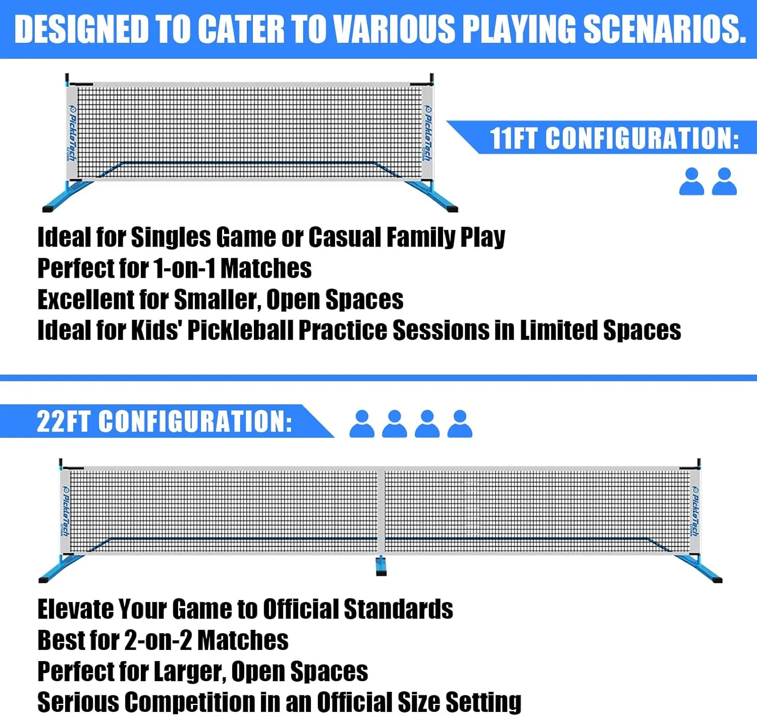 4.0 Slim Version 2in1 Portable Pickleball Nets Outdoor Game, 22ft 11ft Pickleball Net-USAPA Regulation Size-Half Court Pickle Ball Net System with Carrying Bag for Driveway