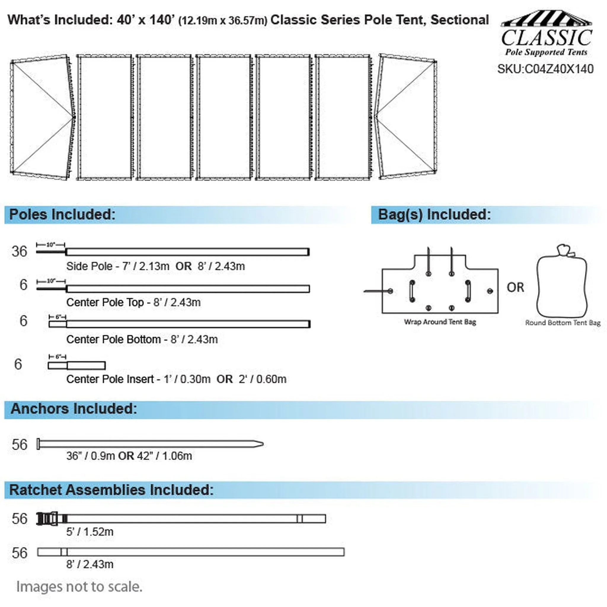 40x140 Classic Series Pole Tent
