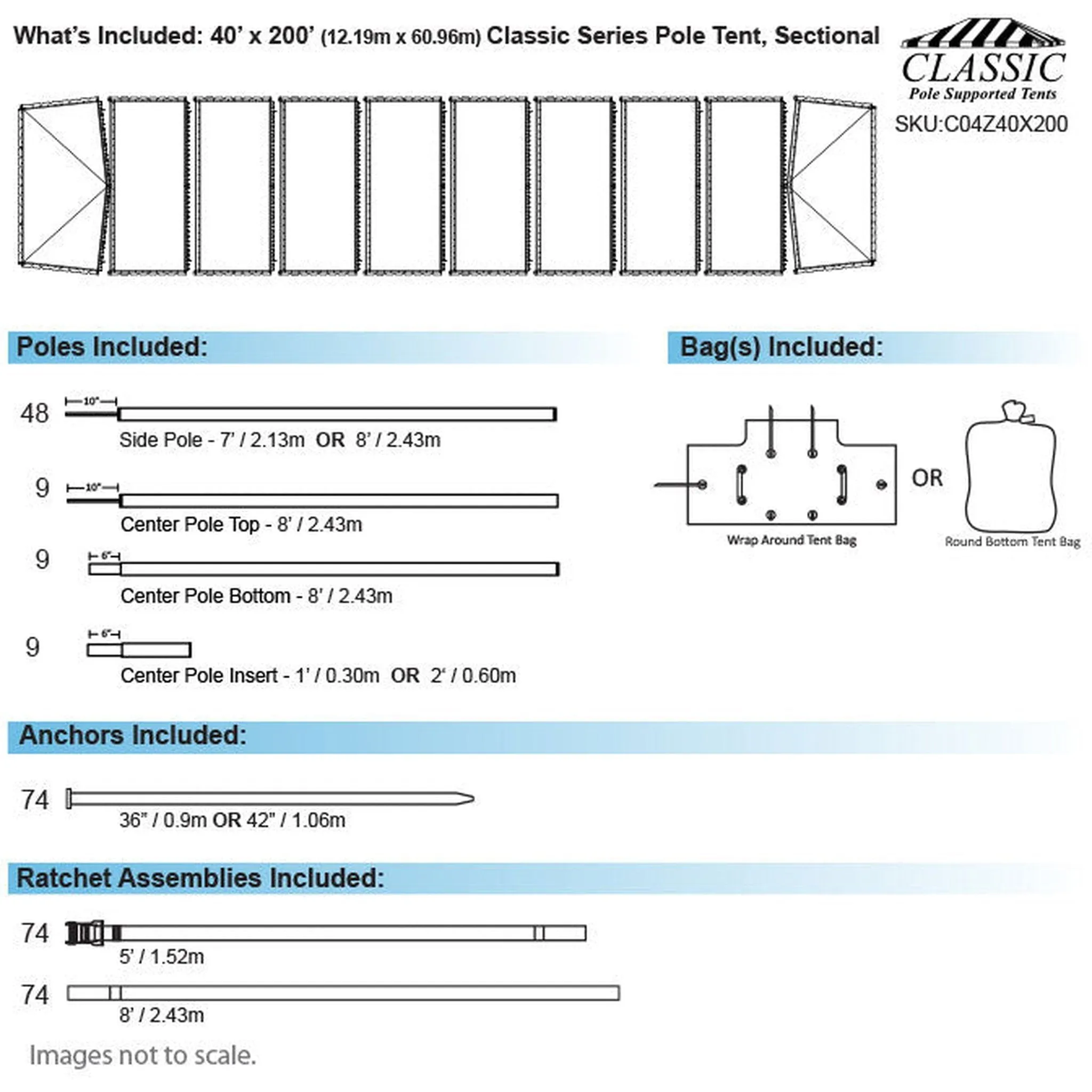 40x200 Classic Series Pole Tent