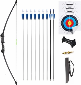 45" Youth Bow and Arrows Set for Kids 8-12 Teens Recurve Archery Beginner Gift Longbow Kit, Outdoor Hunting Play Gift Toys, 9 Arrows, 4 Target Face for Backyard Game Age 12-14 14-16