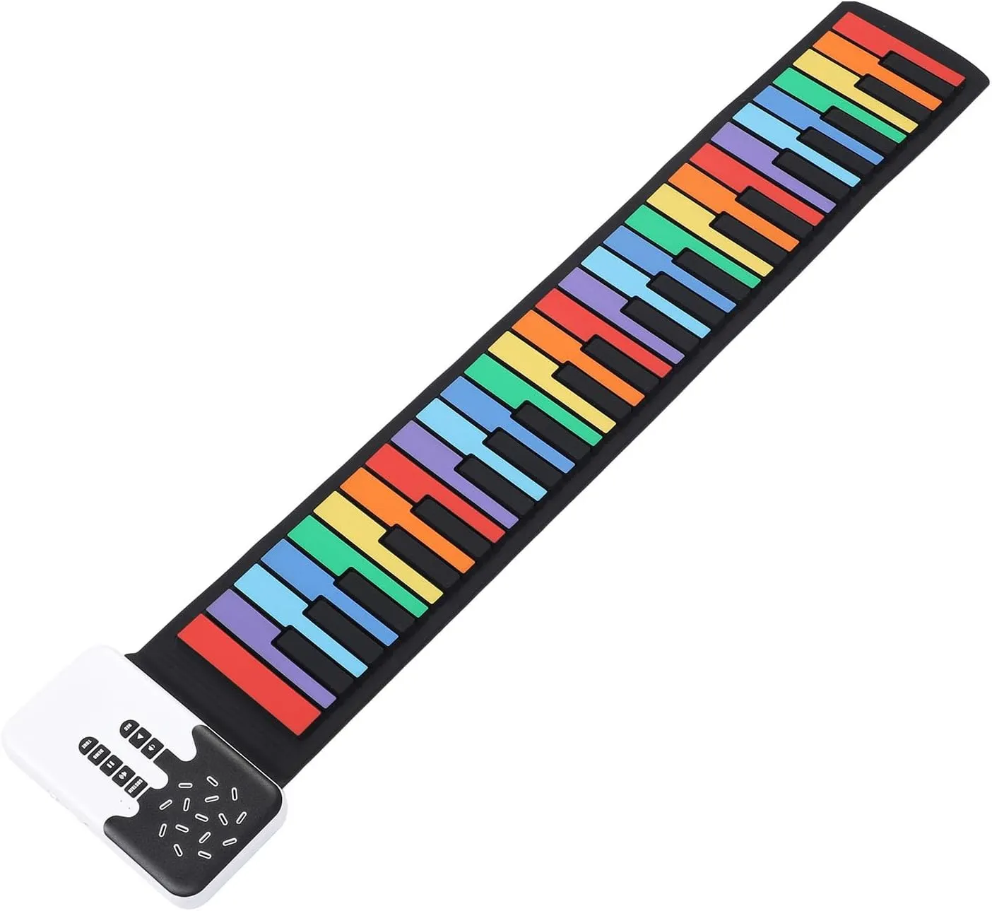 49 Keys Colorful Roll Up Piano Keyboard, 8 Tones and 6 Demo Songs, Portable Foldable Hand Roll Silicone Piano Pad Built in Speaker for Home Travel Kids Beginners