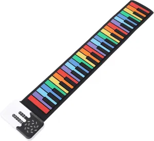 49 Keys Colorful Roll Up Piano Keyboard, 8 Tones and 6 Demo Songs, Portable Foldable Hand Roll Silicone Piano Pad Built in Speaker for Home Travel Kids Beginners
