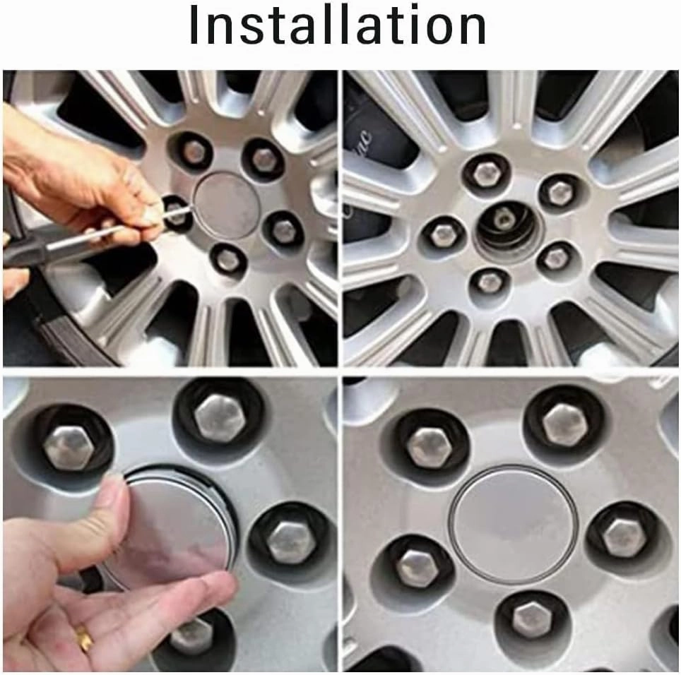 4 Pcs Hub Centre Caps, for Smart Brabus 58mm Car Wheel Center Caps Hub Cover Hub Center Caps Car Decoration Car Styling, Wheel Hub Caps,A-Black