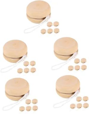 4sets Wooden Yoyo Balls Blank Yo-yo Balls for Boys and Girls DIY Graffiti Toys Drawing Set 6pcs*4