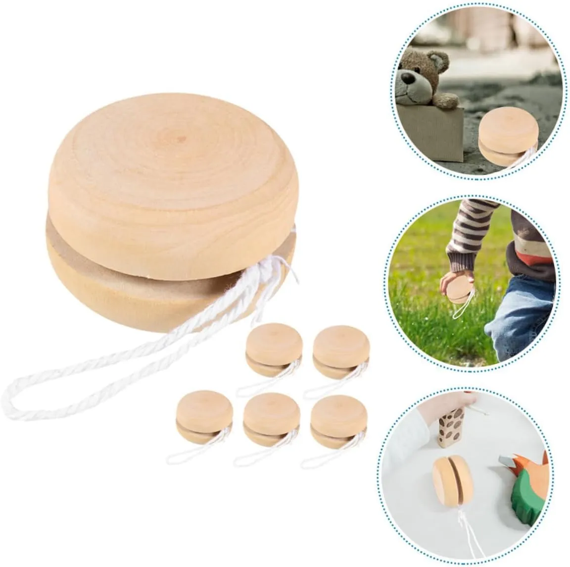 4sets Wooden Yoyo Balls Blank Yo-yo Balls for Boys and Girls DIY Graffiti Toys Drawing Set 6pcs*4