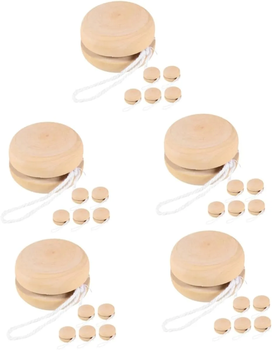 4sets Wooden Yoyo Balls Blank Yo-yo Balls for Boys and Girls DIY Graffiti Toys Drawing Set 6pcs*4