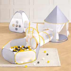 5 PCS Play Tent with Tunnel and Ball Pit for Kids, Foldable Pop Up Tents Kids, Indoor & Outdoor Playground with Crawling Toys