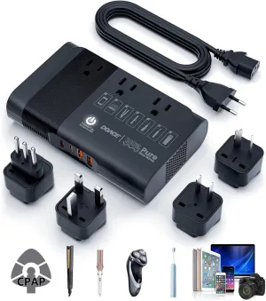 500W Pure Sine Wave Voltage Converter US to Europe, AI 220V to 110V Converter 50Hz to 60Hz Transformer for European Travel, Power Converter Adapter Combo USB-C for CPAP Hair Straightener Laptop Phone