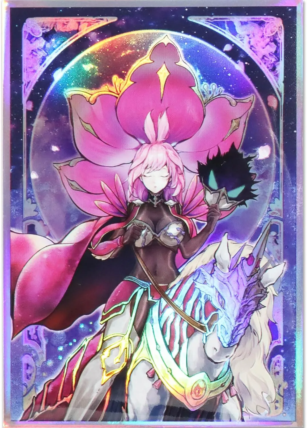 50ct Holographic (Baronne de Fleur) Top Loading Trading Card Sleeves Deck Protector for YuGiOh/Japanese Art Anime Printing Card Sleeves Protectors 63x90 (01)
