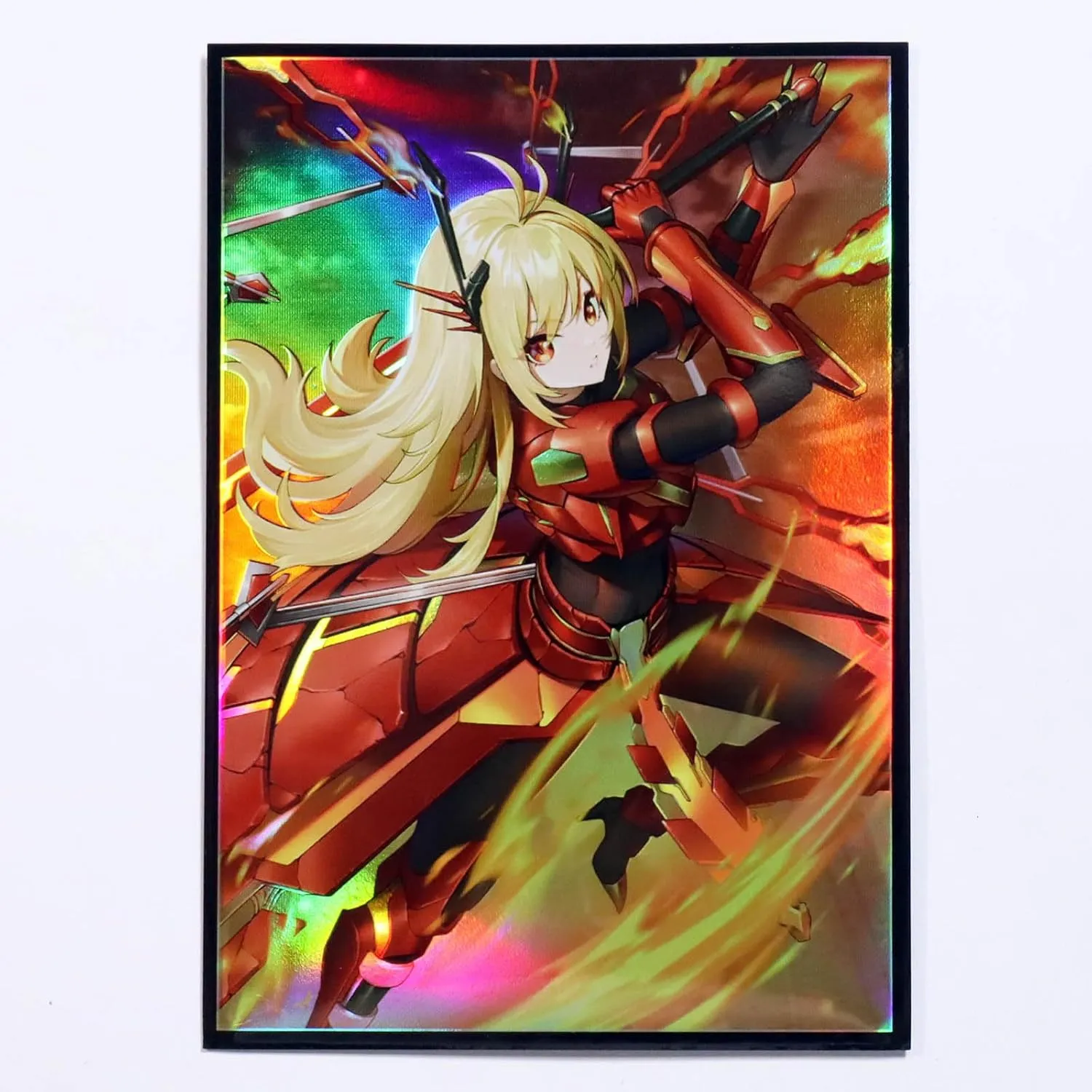 50ct Holographic Flashing Top Loading Trading Card Sleeves Deck Protector for YuGiOh/Japanese Art Anime Printing Card Sleeves Protectors 63x90mm (A02)