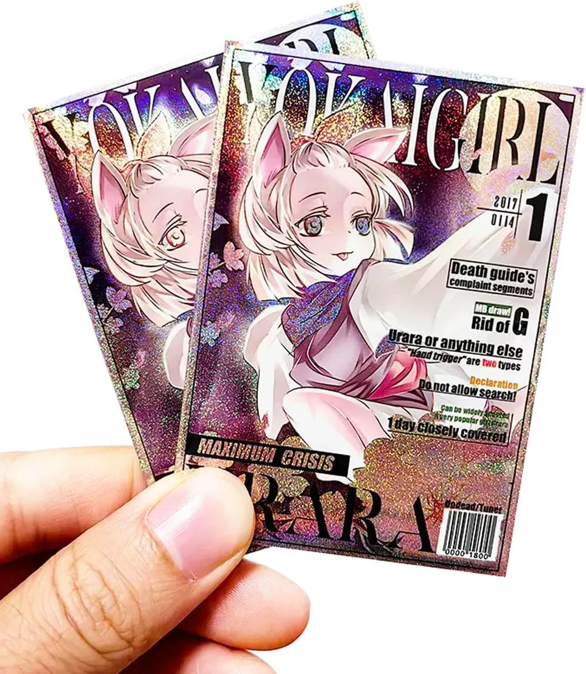 50ct Holographic Top Loading Trading Card Sleeves Deck Protector for YuGiOh/Japanese Art Anime Printing Card Sleeves Protectors (63x90m) (A14)