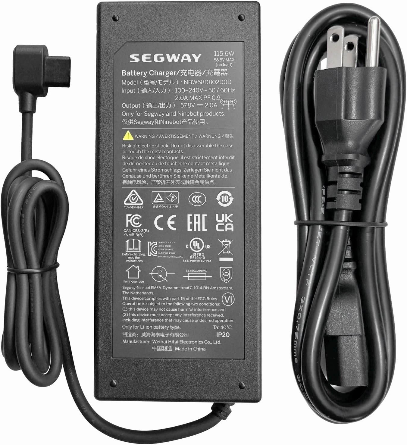 58.8V Charger for Segway Ninebot S-Plus/Mini Plus Smart Self-Balancing Electric Scooter Original Power Cord Adapter Accessories