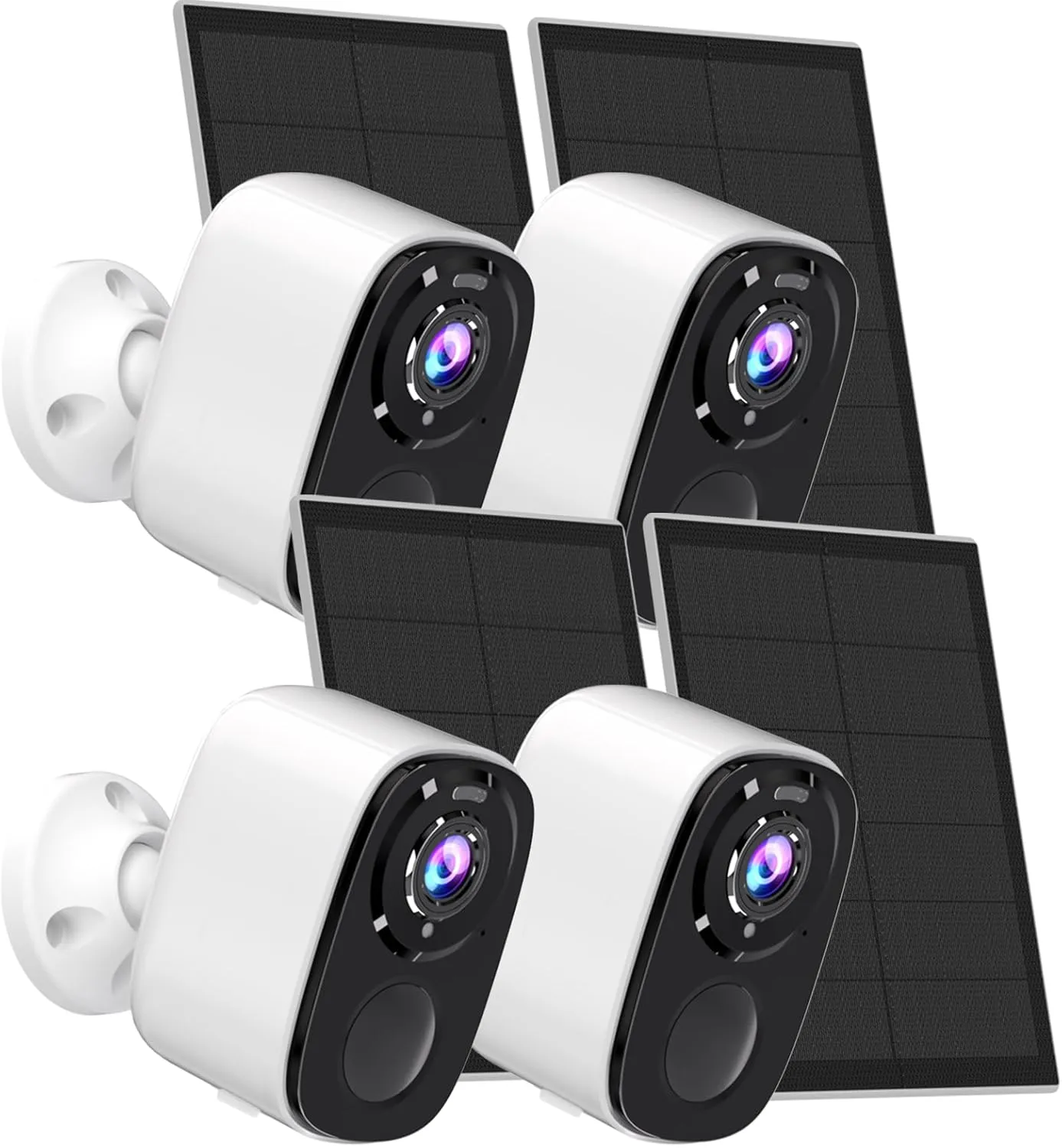 5MP Security Cameras Wireless Outdoor with Solar Panel,AI Detection, QHD 2K（2560X1920P）Color Night Vision Security Camera with 2 Way Audio, Compatible with Alexa, Spotlight & Siren, IP66 -4PACK