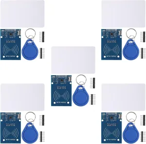 5PCS RFID Kit Mifare RC522 Reader Module RF IC Card Sensor Module with S50 White Card Key Ring