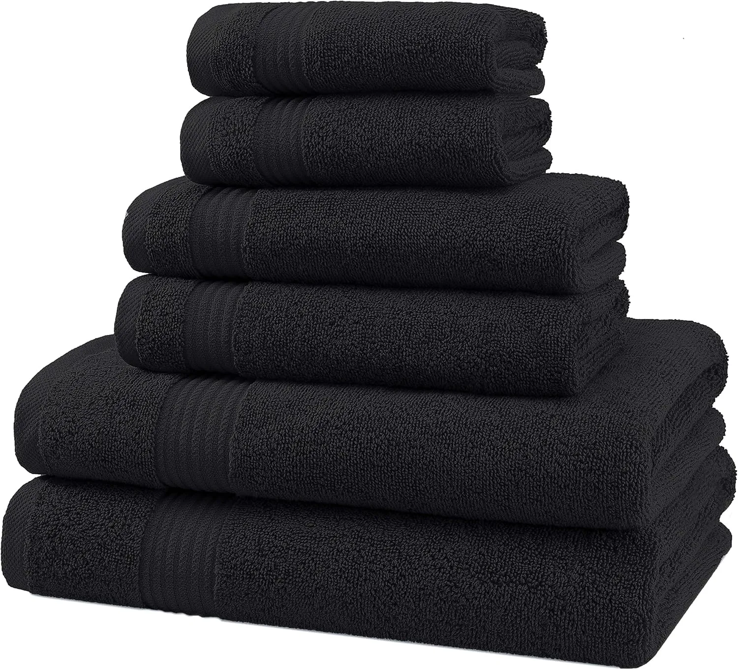 6 Piece Towel Set for Bathroom Clearance Prime, 100% Cotton Turkish Bathroom Towels, 2 Bath Towels 2 Hand Towels 2 Washcloths, Black