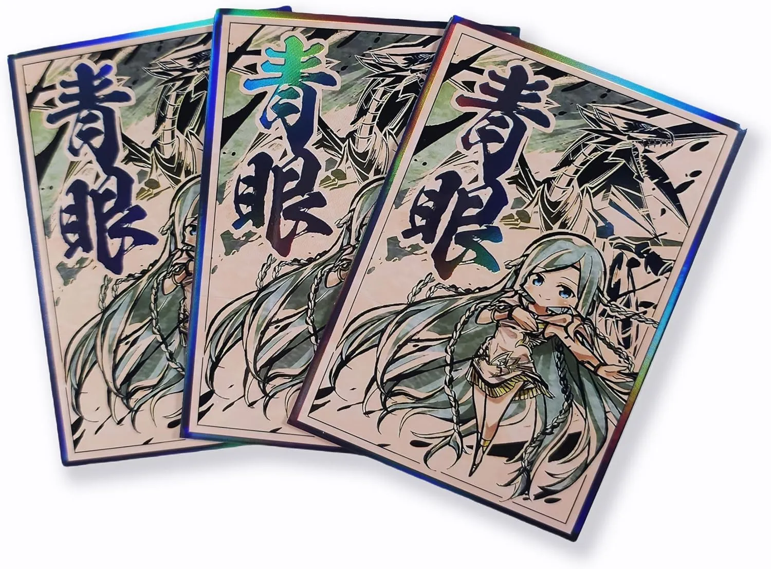60-Count Holographic Card Sleeves for MTG/TCG/PTCG Cards Art Protectors (62x89mm Top Load) - Acid-Free, Anti-Scratch (Blue-Eyes)