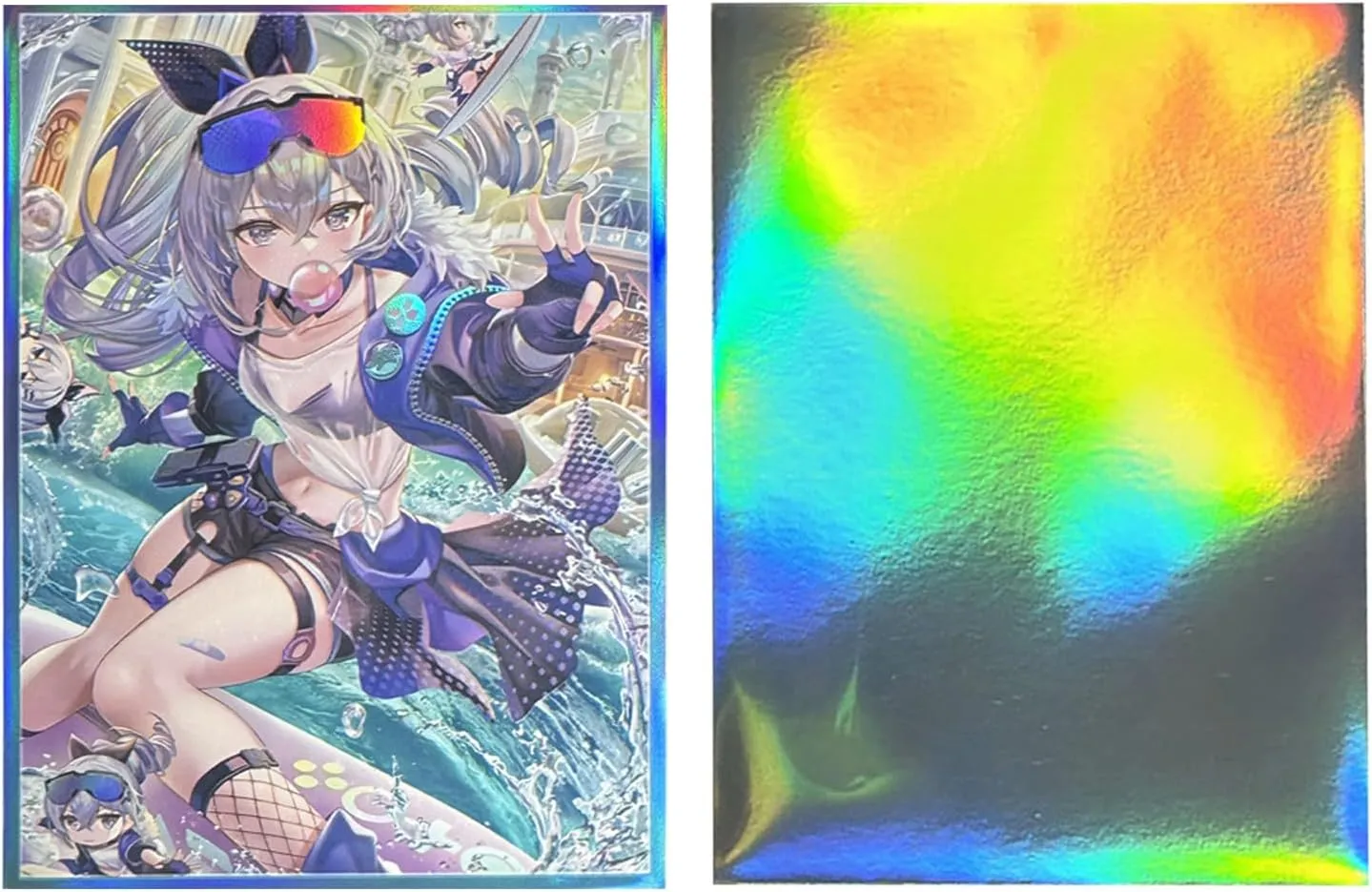 60 PCS Holographic Anime Card Sleeves for MTG 67×92mm Cartoon Trading Card Sleeves Card Protector for PTCG Cards Sports Cards