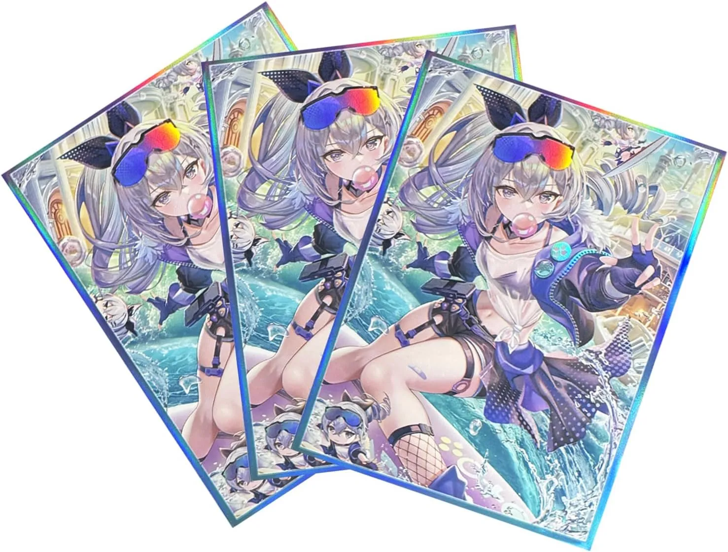 60 PCS Holographic Anime Card Sleeves for MTG 67×92mm Cartoon Trading Card Sleeves Card Protector for PTCG Cards Sports Cards