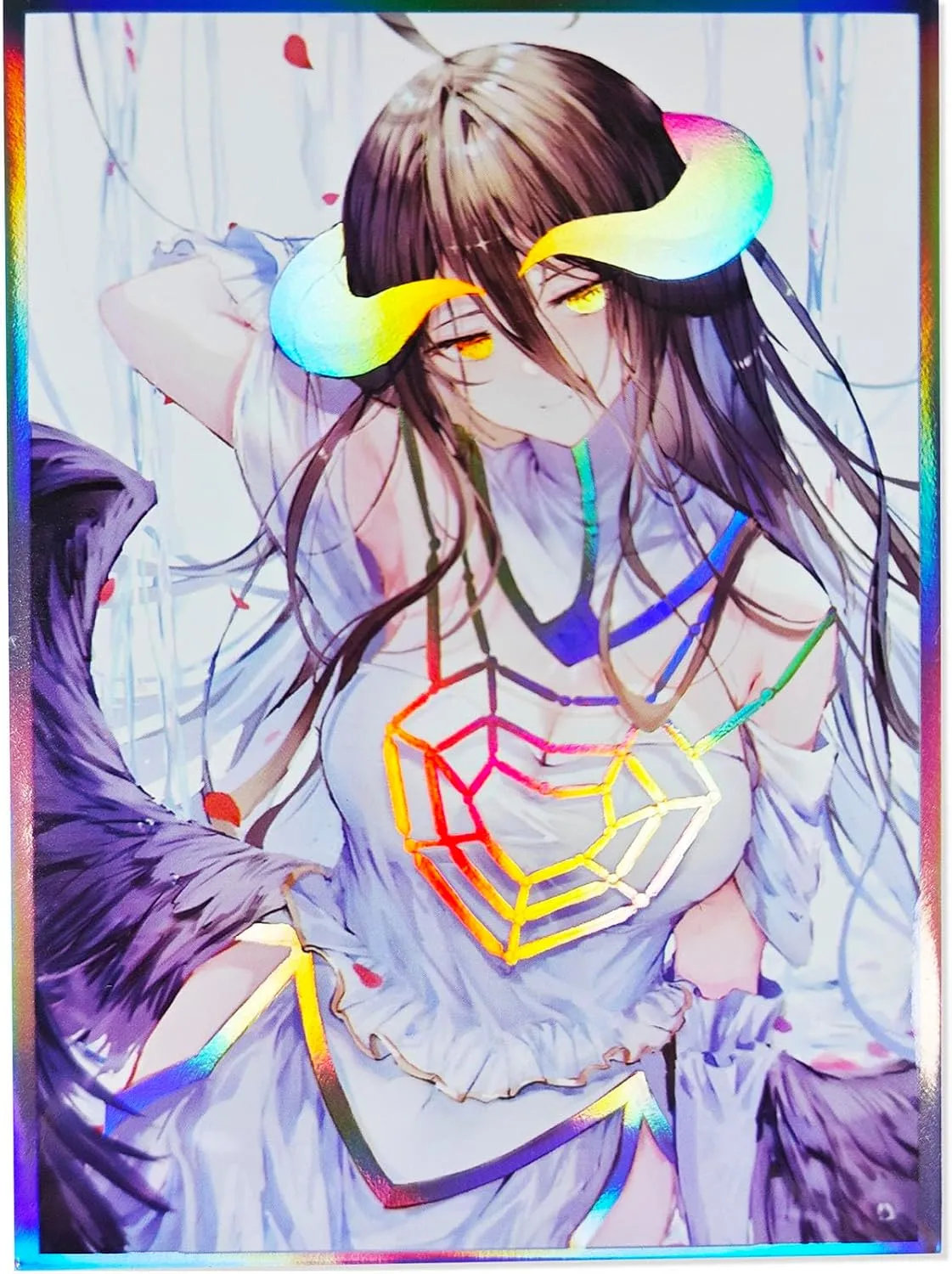 60ct 67x92mm Holographic Flashing Top Loading Trading Card Sleeves Deck Protector for MTG/TCG/PTCG Art Anime Printing Card Sleeves Protectors (Overlord)