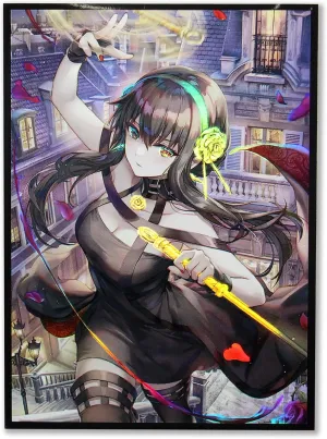 60ct (Yor Forger) 67x 92 mm Holographic Flashing Top Loading Trading Card Sleeves Deck Protector for MTG/TCG/PTCG Art Anime Printing Card Sleeves Protectors