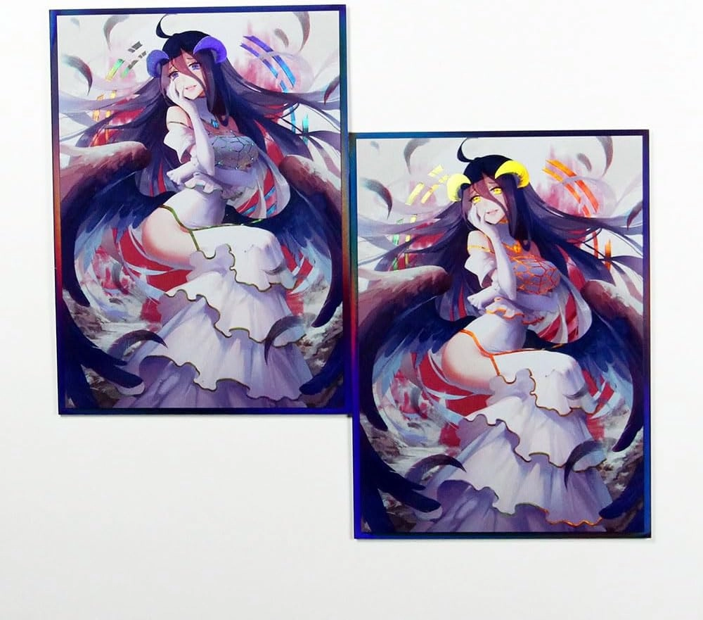 60ct（Overlord ）Holographic Flashing Top Loading Trading Card Sleeves Deck Protector for MTG/TCG/PTCG Art Anime Printing Card Sleeves Protectors 67x92mm (Overlord2)