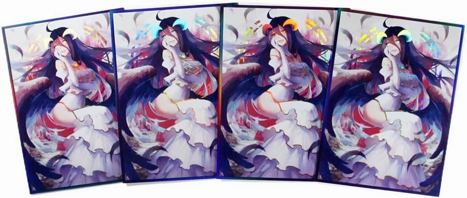 60ct（Overlord ）Holographic Flashing Top Loading Trading Card Sleeves Deck Protector for MTG/TCG/PTCG Art Anime Printing Card Sleeves Protectors 67x92mm (Overlord2)