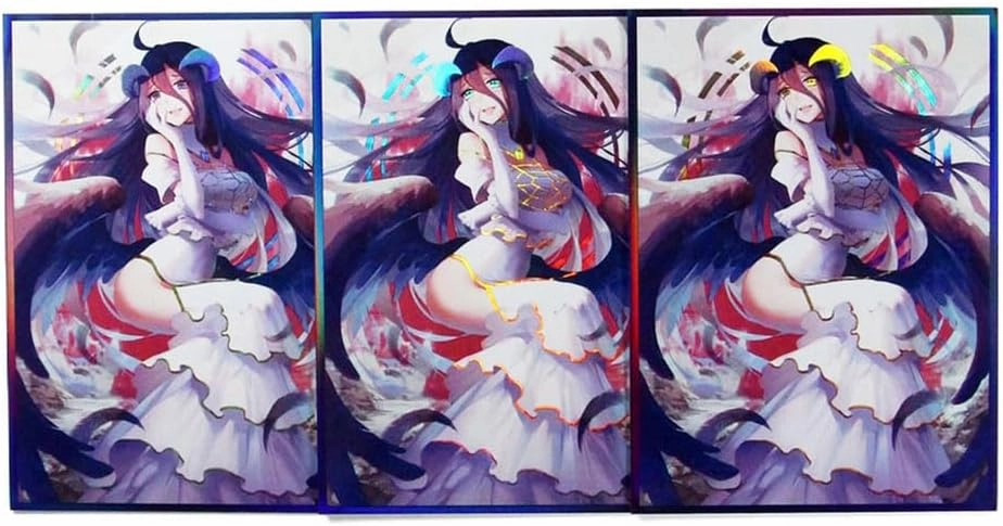 60ct（Overlord ）Holographic Flashing Top Loading Trading Card Sleeves Deck Protector for MTG/TCG/PTCG Art Anime Printing Card Sleeves Protectors 67x92mm (Overlord2)