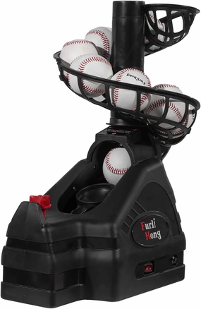 698BH Versatile Baseball & Tennis Toss Machine for Solo Training, Powered by Battery or AC Adapter, Extendable Ball Chute, Come with Dimpled Balls, for Kids and Beginner