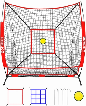6 x 6 FT Baseball Net with 3 Diffferent Targets, Portable Practice Net for Batting，Hitting，Pitching and Throwing,Compact Package with Small Carrying Bag，Great for Kids !