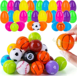 72 Pcs Prefilled Easter Eggs with Fidget Spinner Sports Balls Toy for Kids Boys Girls, Easter Basket Stuffers Egg Fillers Easter Egg Hunt Party Favors Classroom Prize (36 Eggs   36 Spinners)