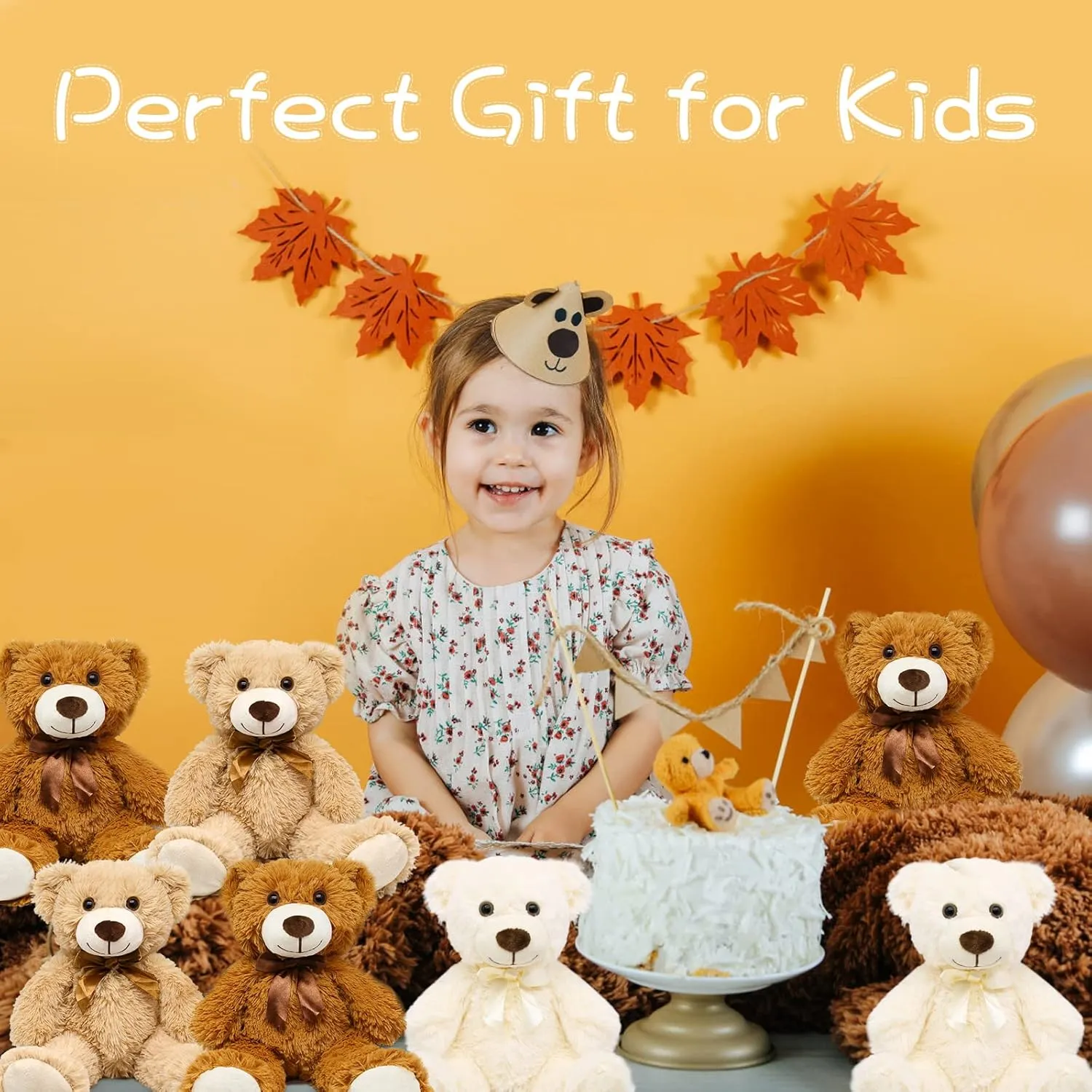 8 Packs Bulk Teddy Bears - 13 inch Brown White Teddy Bear Stuffed Animal Plush, Cute Soft Stuffed Teddy Bear Pack Plush Toy Little Teddy Bear, Plush Teddy Bear for Baby Shower Birthday Christmas