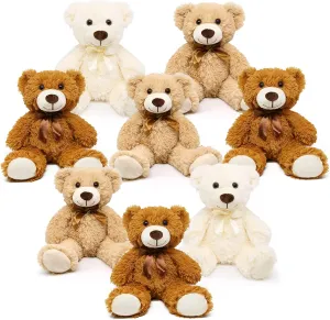 8 Packs Bulk Teddy Bears - 13 inch Brown White Teddy Bear Stuffed Animal Plush, Cute Soft Stuffed Teddy Bear Pack Plush Toy Little Teddy Bear, Plush Teddy Bear for Baby Shower Birthday Christmas
