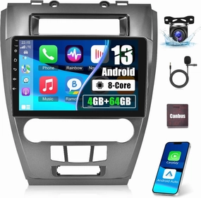 8 Core [4G 64G] Car Radio for Ford Fusion Mondeo Mustang 2009-2012, Android 13 Touch Screen Fusion Stereo, DSP 32 EQ/IPS/Carplay/Android Auto/SWC/BT/WiFi