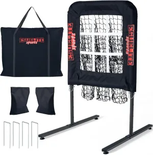 9 Hole Pitching Net with Strike Zone, Baseball Pitching Target, Softball Pitching Net, Portable Pitcher Training Equipment Height Adjustable