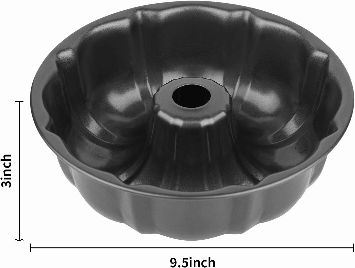 9.5" Non-stick Cake Pan, Heavy Duty Carbon Steel Fluted Tube Round Baking Pan,Buntz Pound Cake Pan Mold,Tube Bakeware,Baking Mold for Jello,Gelatin,Chocoflan,Flan - 2 PCS