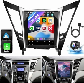 9.7" Android 13 Double Din Car Stereo with Wireless Carplay Android Auto for Hyundai Sonata 2011-2015 IPS Car Audio Receiver w/WiFi GPS Bluetooth AHD Backup Camera Mic,SWC/AV in/FM/AM Radio Receiver