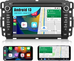 【2 64GB】 Car Stereo for Chevy Silverado GMC Sierra Yukon 2007-2013, Android 13 Touch Screen Radio Replacement with GPS Navigation CarPlay Android Auto Multimedia Video Player