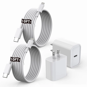 [Apple MFi Certified]10FT Fast iPhone Charger,Extra Long Apple Charger Fast Charging 2Pack 20W USB C Charger Block Plug   10Foot Lightning Cable Cord for iPhone 14/Pro/Pro Max/Plus/13/12/11/XS/XR/X/SE