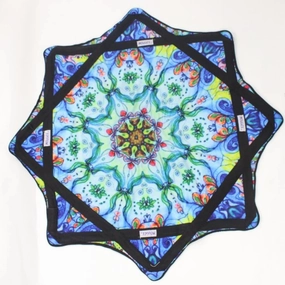 (moo-JEE) - Classic Flow Star - for Beginners & Advanced - Fun & Challenging - Double Stitched Flow Toy - Vibrant Colors & Patterns Durable - 27 Diameter - Indigo Mandella