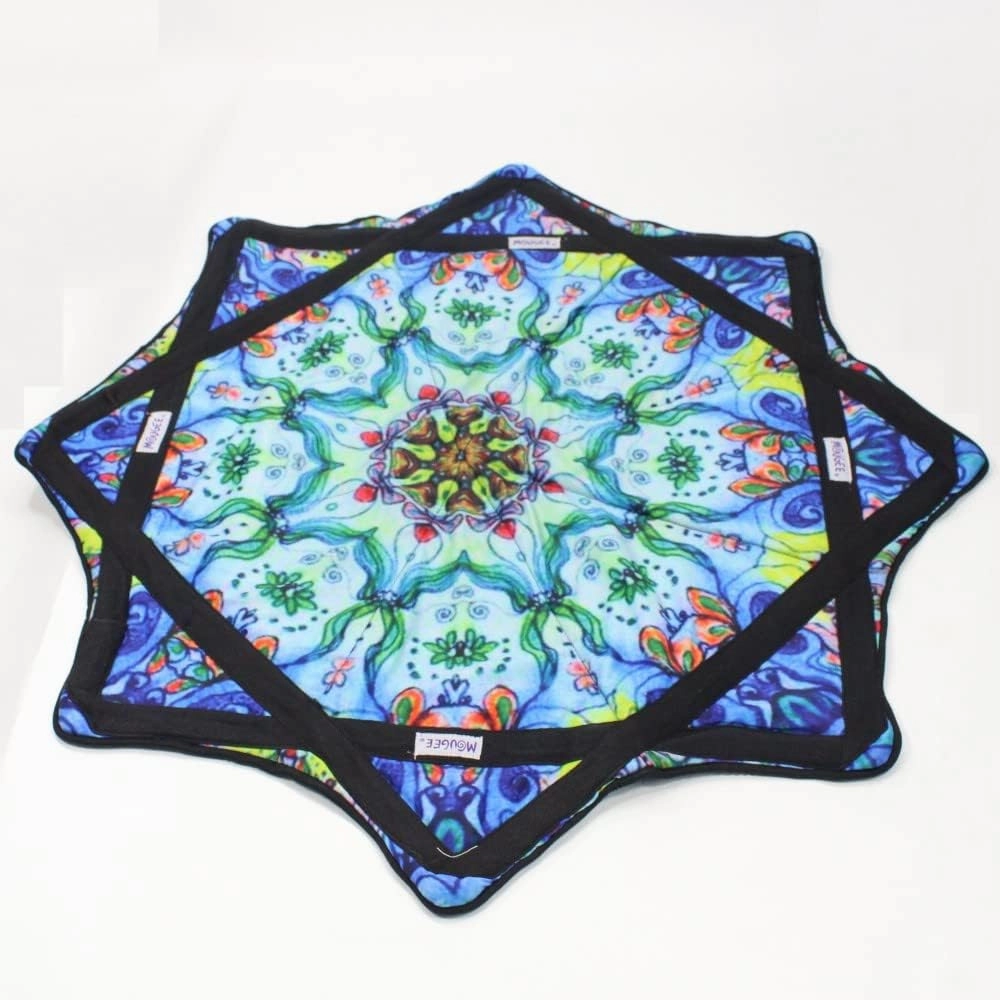 (moo-JEE) - Classic Flow Star - for Beginners & Advanced - Fun & Challenging - Double Stitched Flow Toy - Vibrant Colors & Patterns Durable - 27 Diameter - Indigo Mandella