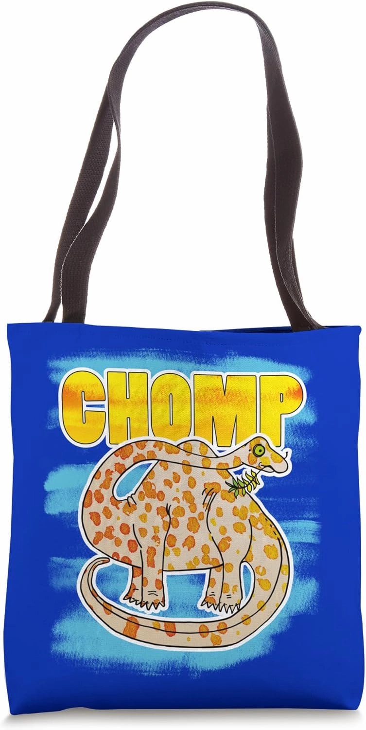 "Chomp" A Cool Dinosaur Art of Cute Brontosaurus for Kids Tote Bag