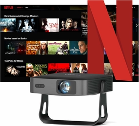 【Thinnest & Netflix-Licensed Projector】Smart Mini Projector with WiFi and Bluetooth, Auto Focus & Keystone Portable Outdoor Projector, VOPLLS Native 1080P 4K Supported Home Movie Projector(black)
