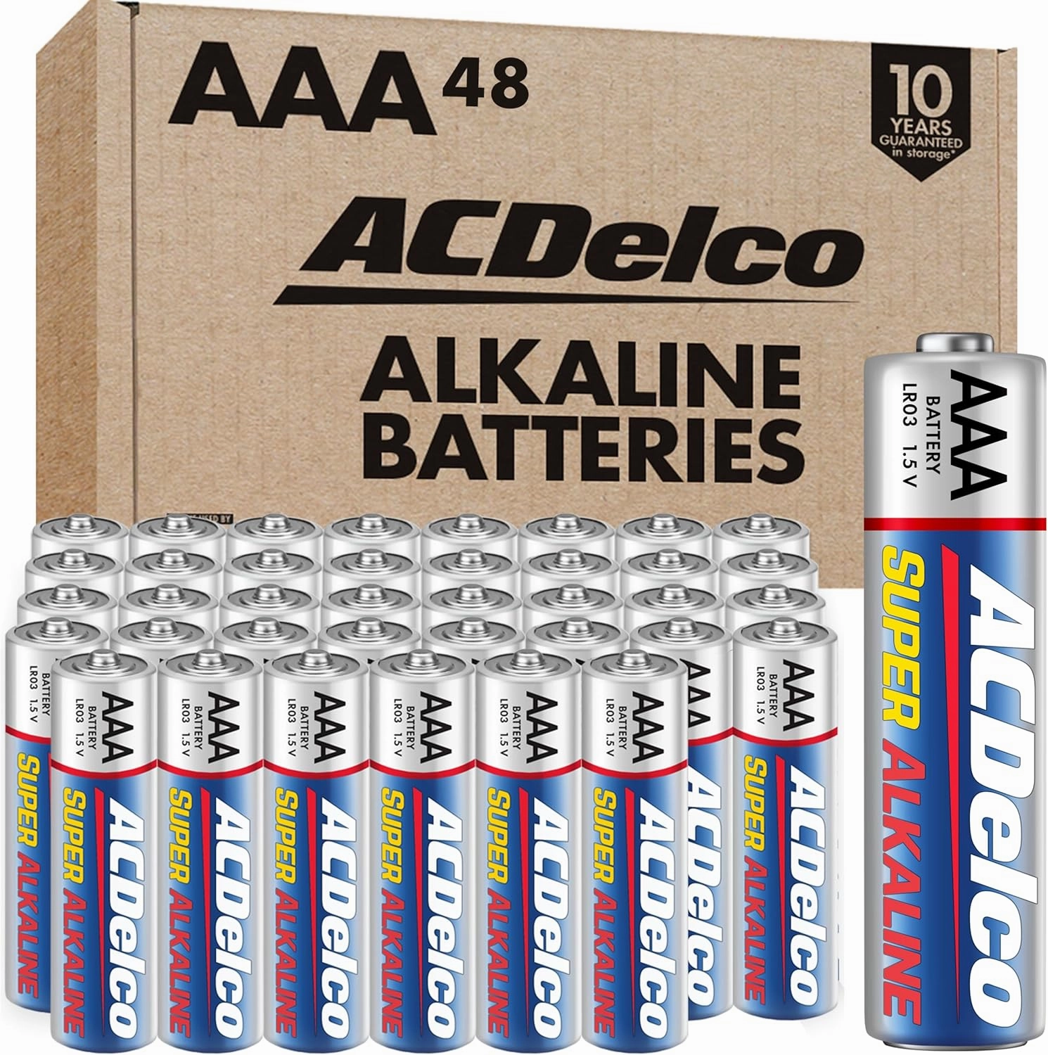 ACDelco 48-Count Triple AAA Batteries, Maximum Power Super Alkaline Battery, 10-Year Shelf Life