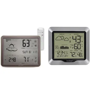 AcuRite 75077A3M Self-Learning Forecast Wireless Weather Station with Atomic Clock (Black) and La Crosse Technology 308-1417 Forecast Station (Silver)