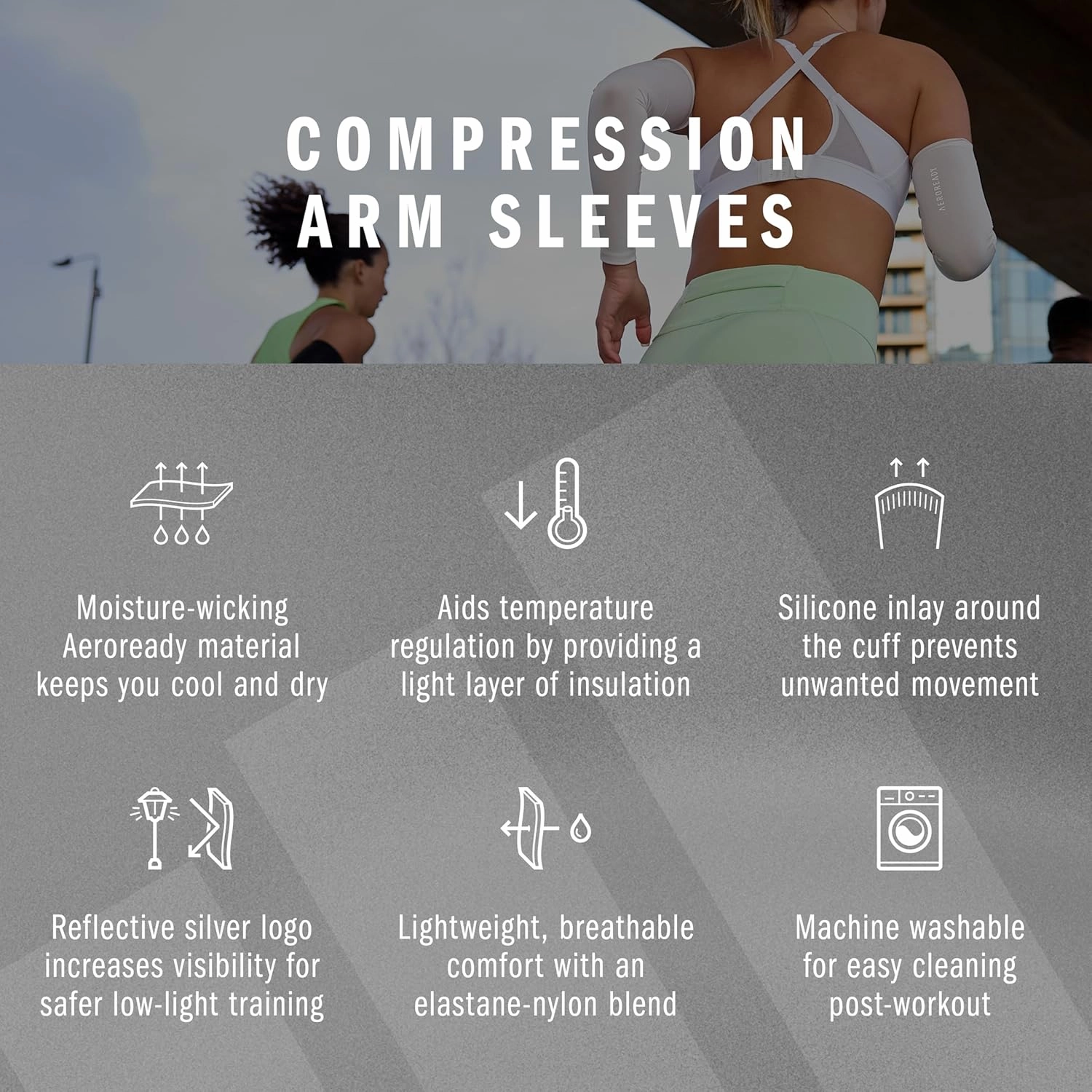 adidas Compression Arm Sleeves, Lightweight, Temperature-Regulating Compression Sleeves