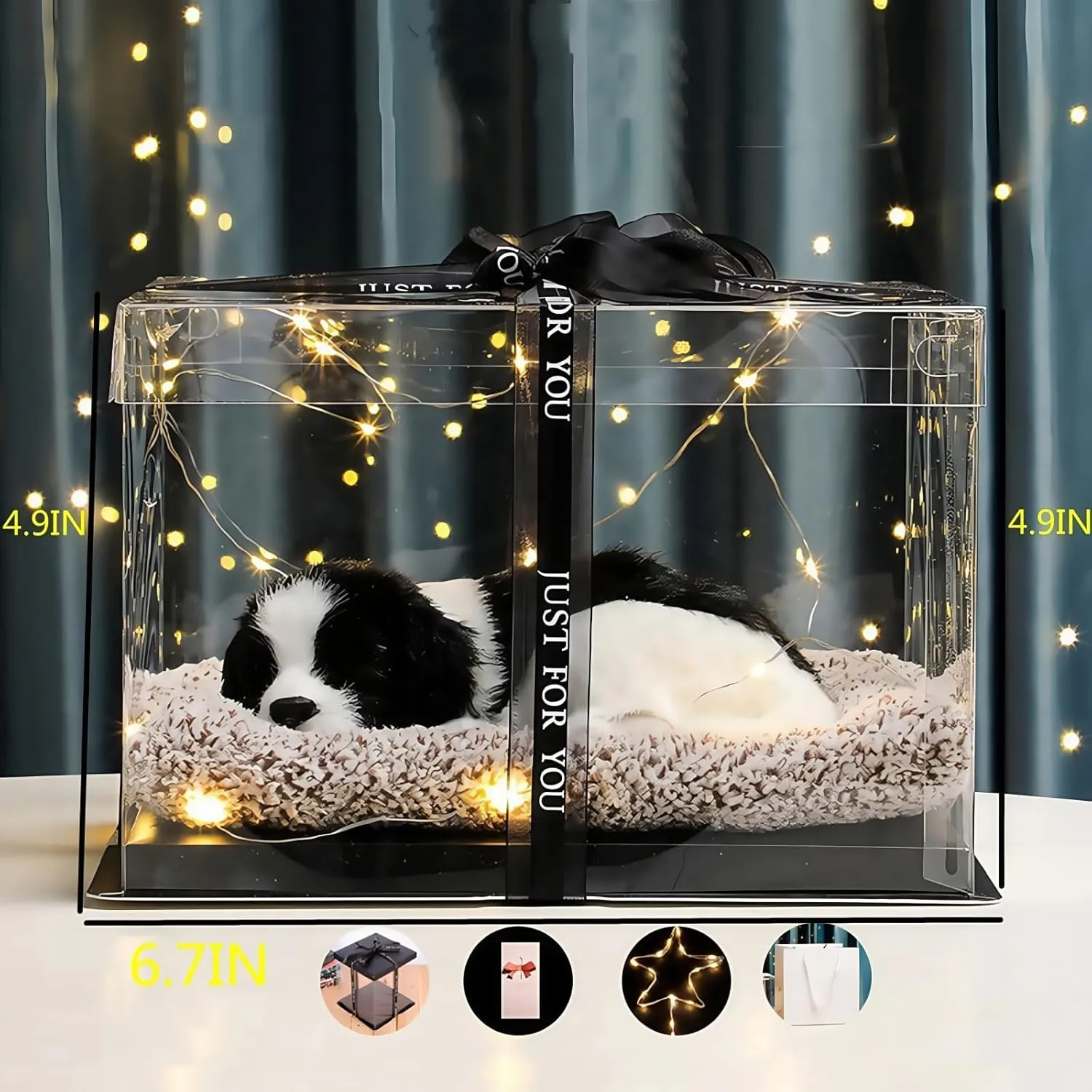Adorable Side Collie Plushies Gifts -7 Inches Stuffed Animal Plushie -Send Beautiful Square Gift Bag Cute Toy Gift for Boys and Girls，Christmas Birthday (Collie- Small