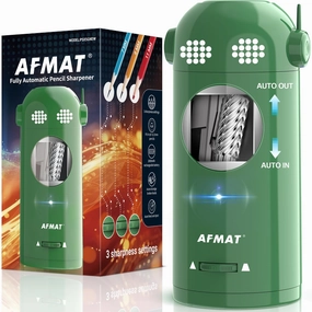 AFMAT Electric Pencil Sharpener Fully Automatic, Robot Pencil Sharpener for 7-11.5mm Pencils, Rechargeable Pencil Sharpener Hands-Free, Battery Operated Pencil Sharpener for Home, Office, Classroom